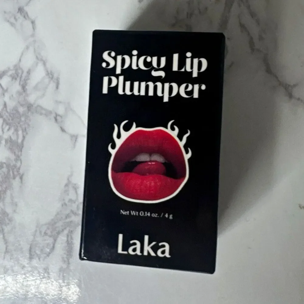Laka Spicy Lip Plumper Balm Red Shade 01 Plumping Effect, 0.14 oz / 4 g